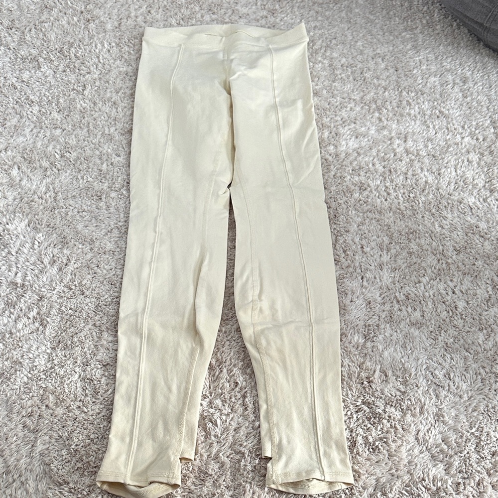 Cream High-Waisted Leggings